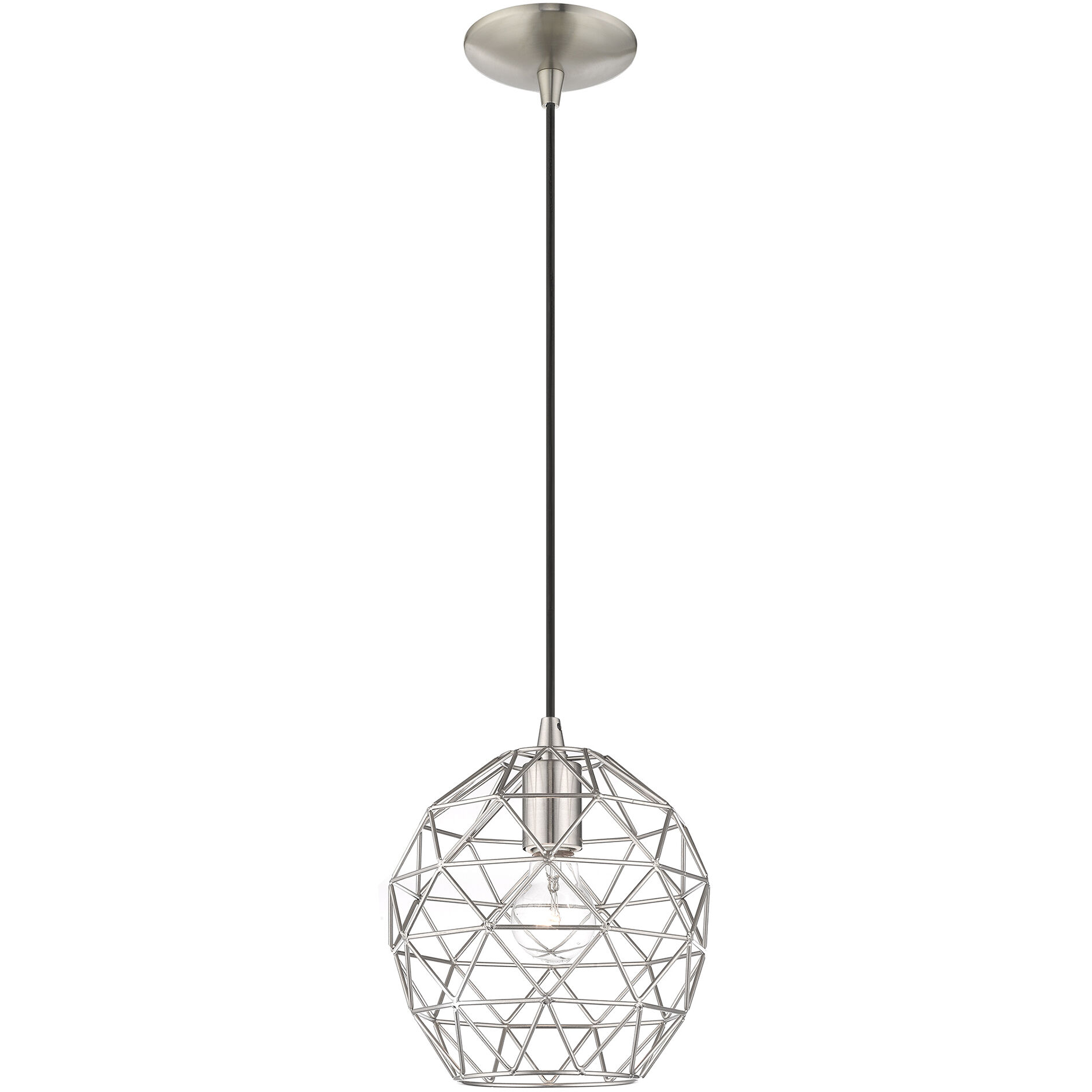 Geometric 1 Light 8 inch Brushed Nickel Mini Pendant Ceiling Light