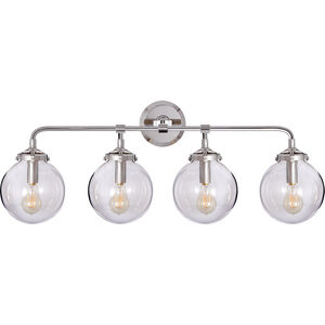 Ian K. Fowler Bistro 4 Light 30 inch Polished Nickel Bath Sconce Wall Light in Clear Glass