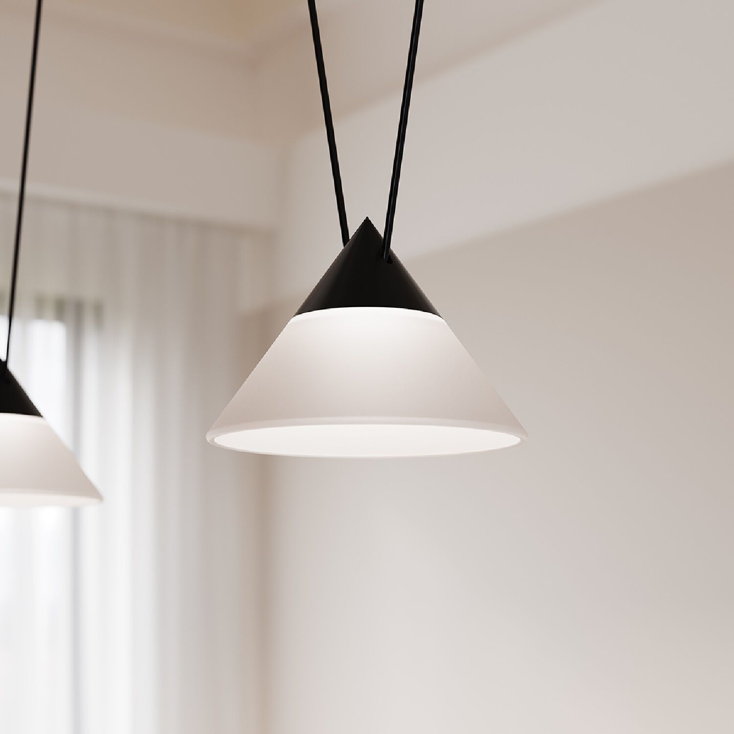 Suspenders LED 97 inch Satin Black Suspension Ceiling Light