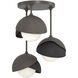 Brooklyn 3 Light 12 inch Dark Smoke and Black Semi-Flush Ceiling Light in Dark Smoke/Black