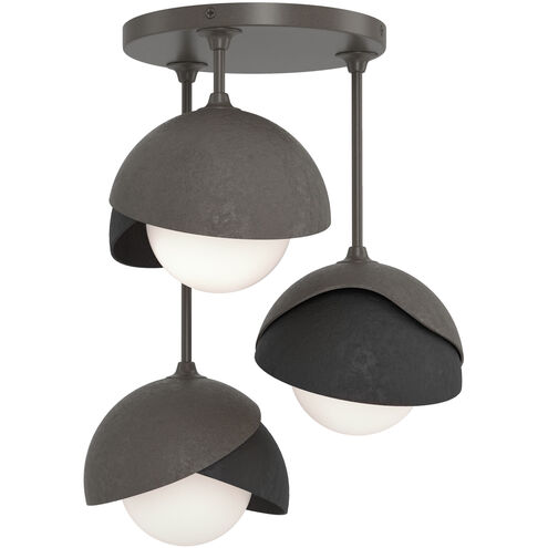 Brooklyn 3 Light 12 inch Dark Smoke and Black Semi-Flush Ceiling Light in Dark Smoke/Black