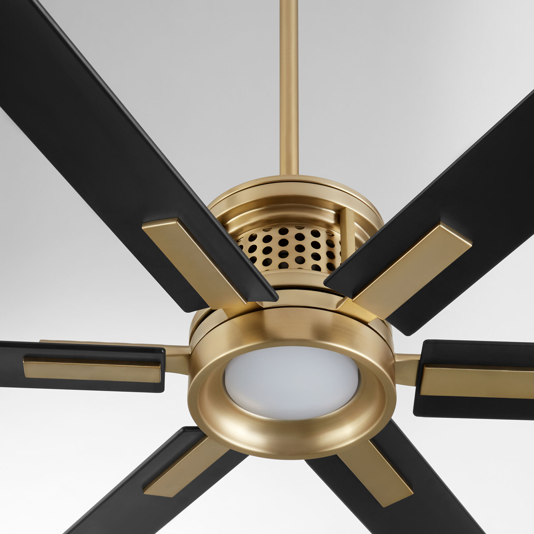 Zeus 65 inch Aged Brass with Matte Black Blades Patio Fan