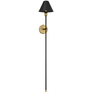 Mid-Century Modern 1 Light 8 inch Black with Natural Brass Accents Wall Sconce Wall Light