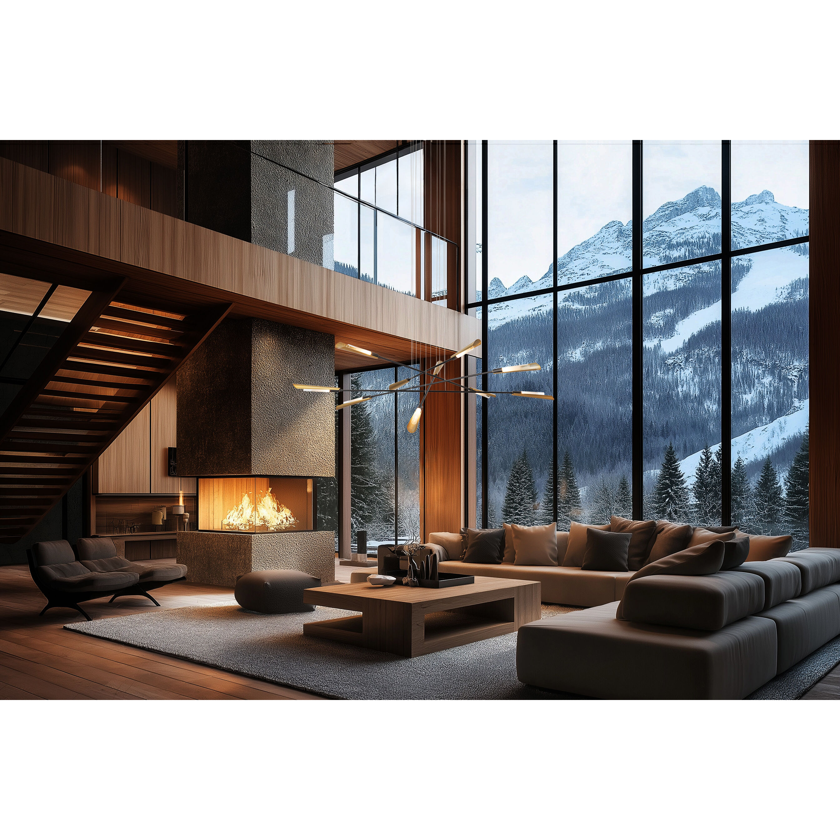 Flight 10 Light 73.2 inch Black/Modern Brass Pendant Ceiling Light