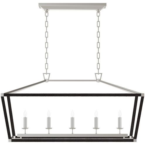 Chapman & Myers Darlana5 LED 41 inch Polished Nickel and Black Rattan Linear Lantern Ceiling Light, Medium