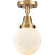 Franklin Restoration Beacon LED 6 inch Brushed Brass Flush Mount Ceiling Light in Matte White Glass