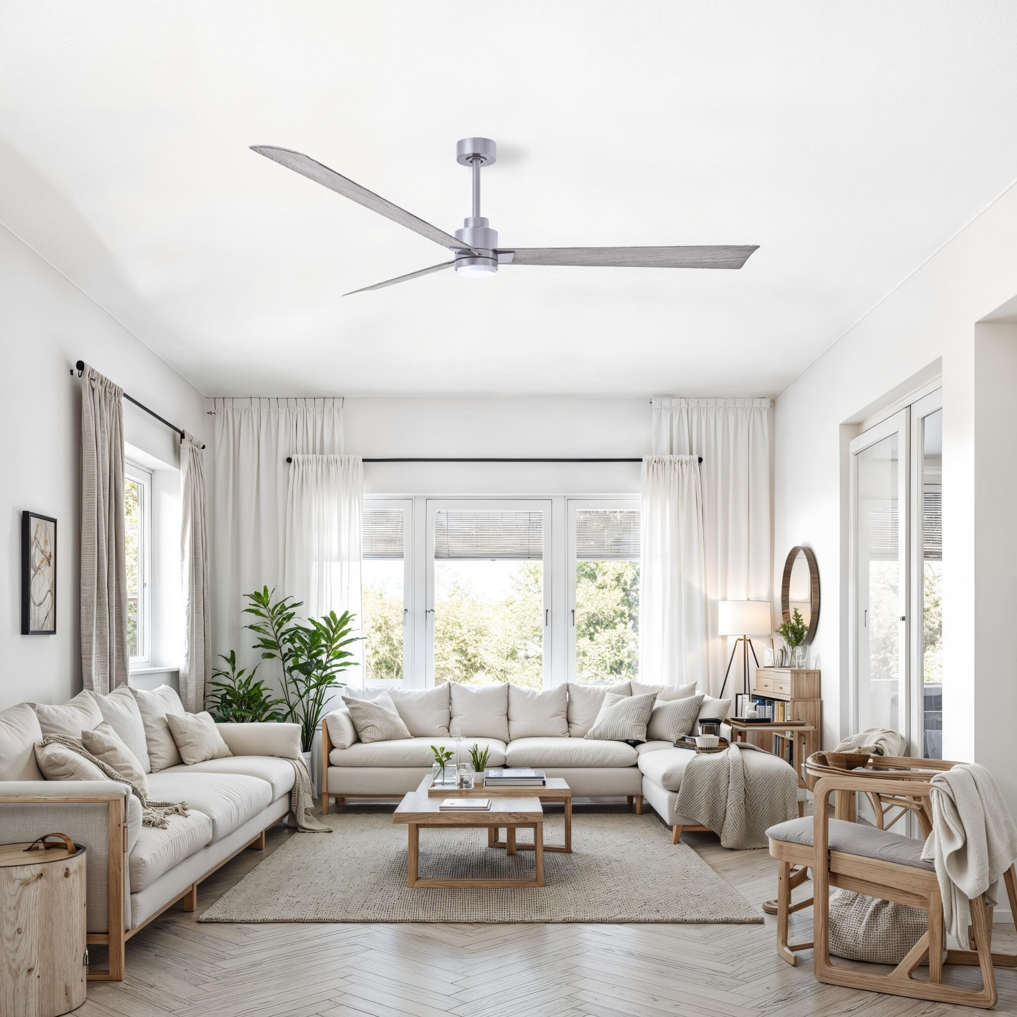 Atlas Alessandra - LK 72 inch Brushed Nickel with Barn Wood Tone Blades Ceiling Fan