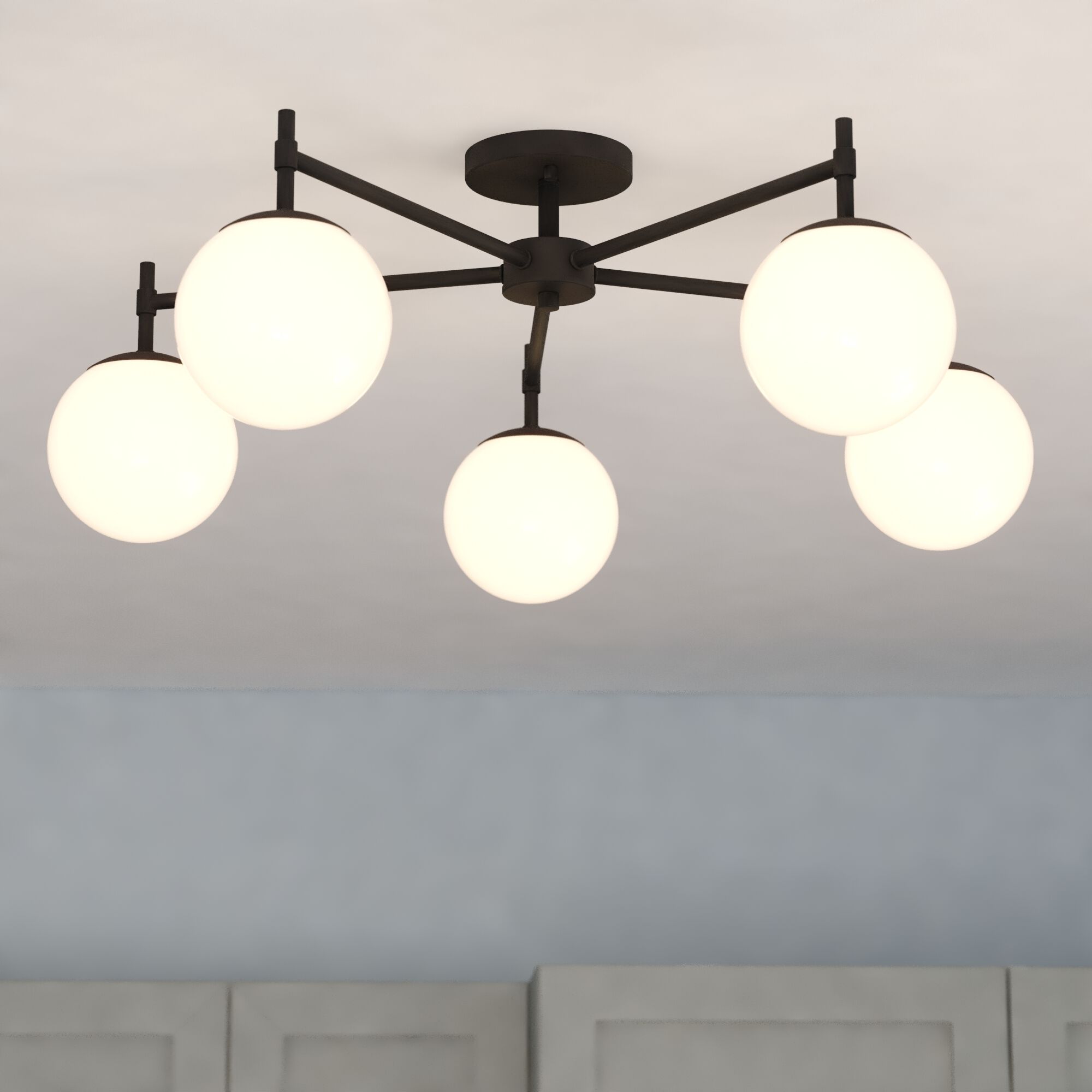 Armitage LED 32 inch Matte Black Semi-Flush Mount Ceiling Light
