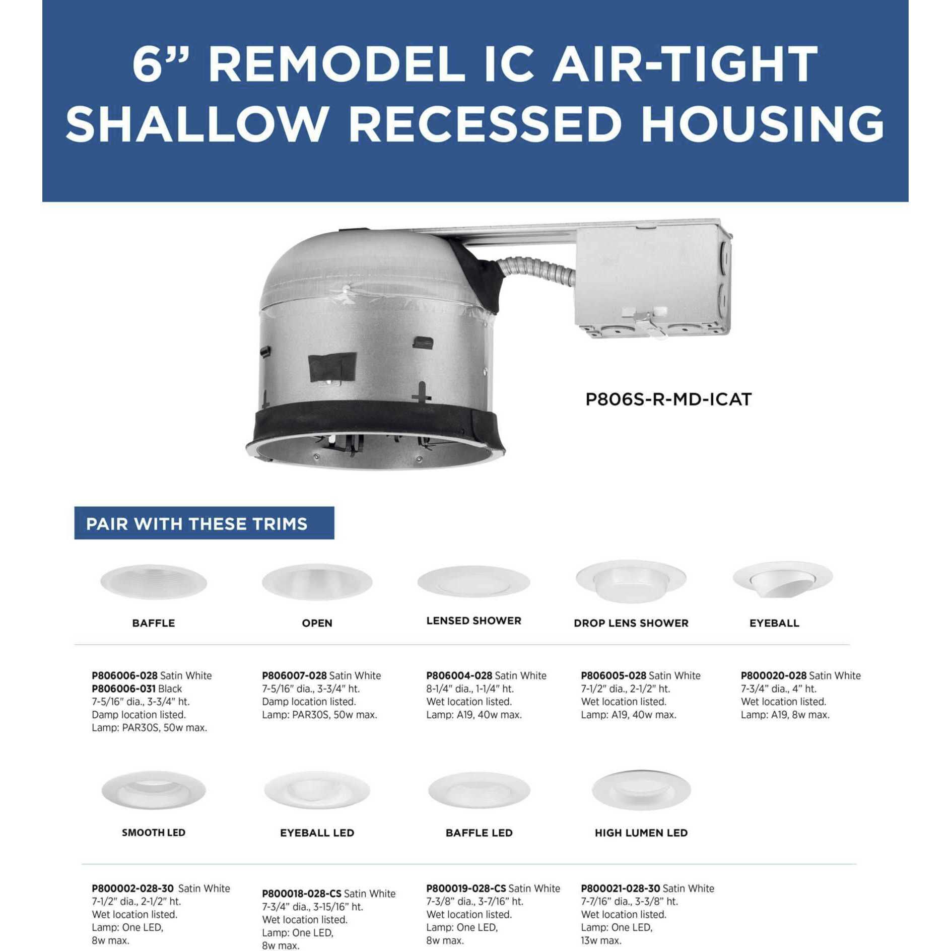 6in Shallow Recessed Housing PAR-30SN Unfinished Recessed Can in Remodel
