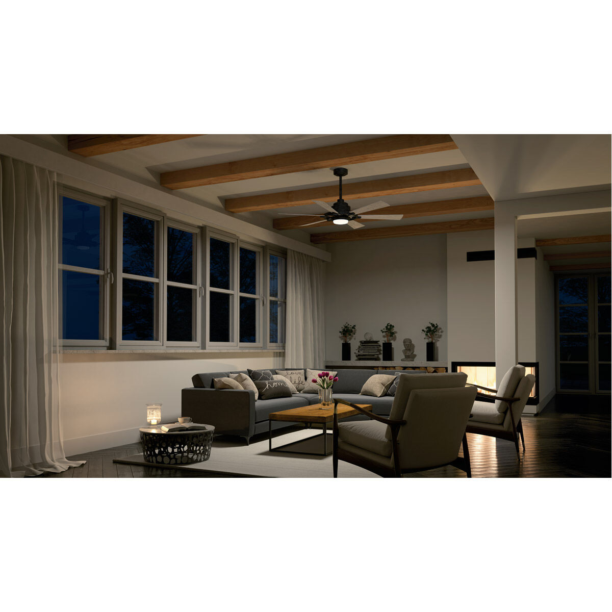 Gentry Lite 52 inch Weathered Zinc with Dark Walnut Blades