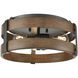 Fort Garry 3 Light Graphite and Ironwood on Metal Flush Mount Ceiling Light