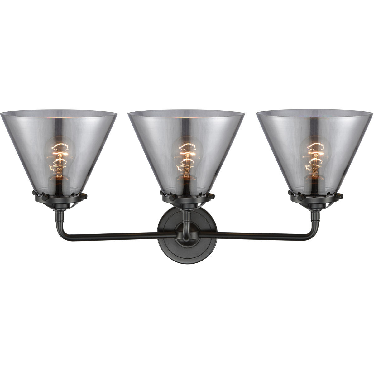 Nouveau Large Cone LED 26 inch Oil Rubbed Bronze Bath Vanity Light Wall Light in Plated Smoke Glass, Nouveau