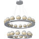 Cabochon LED Classic Silver with Travertine Stone Chandelier Ceiling Light in 3000K LED, Clear, Two-Tier