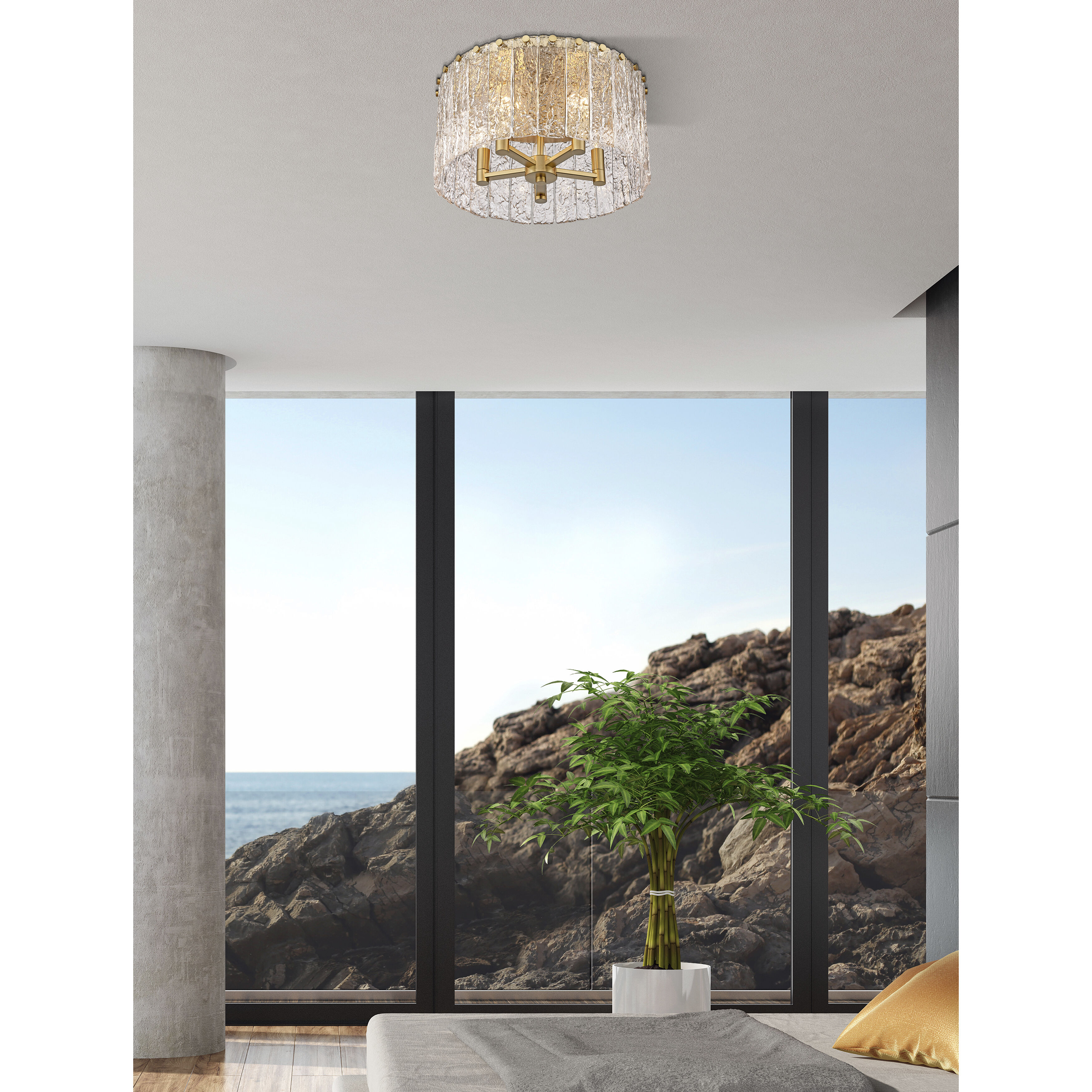 Glacier 5 Light 16.75 inch Modern Gold Flush Mount Ceiling Light