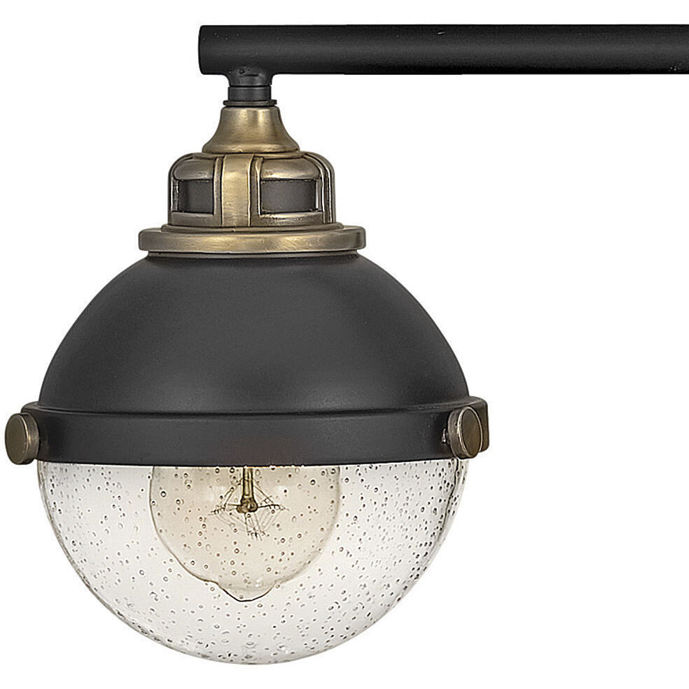 Fletcher 4 Light 32 inch Black with Heritage Brass Vanity Light Wall Light