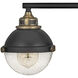 Fletcher 4 Light 32 inch Black with Heritage Brass Vanity Light Wall Light