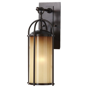 Galena 1 Light 17 inch Heritage Bronze Outdoor Wall Sconce in Aged Oak Glass