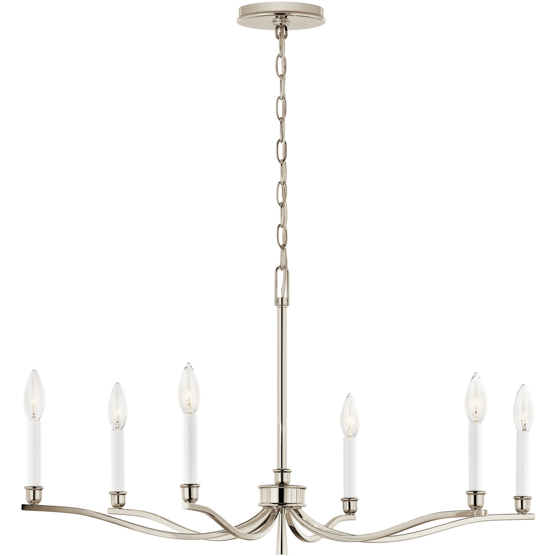 Malene 6 Light Polished Nickel Chandelier Ceiling Light, 1 Tier Small