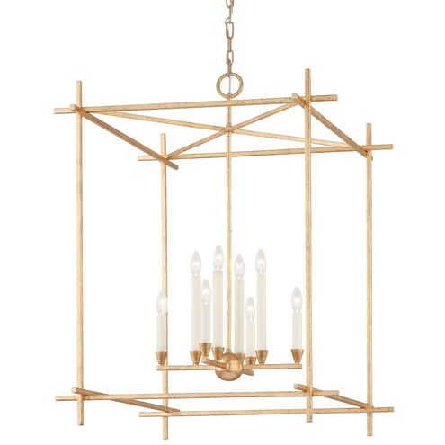 Huck 8 Light 29.75 inch Vintage Gold Leaf Pendant Ceiling Light