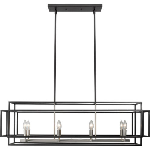 Titania 8 Light 44 inch Black/Brushed Nickel Linear Chandelier Ceiling Light in Black and Brushed Nickel