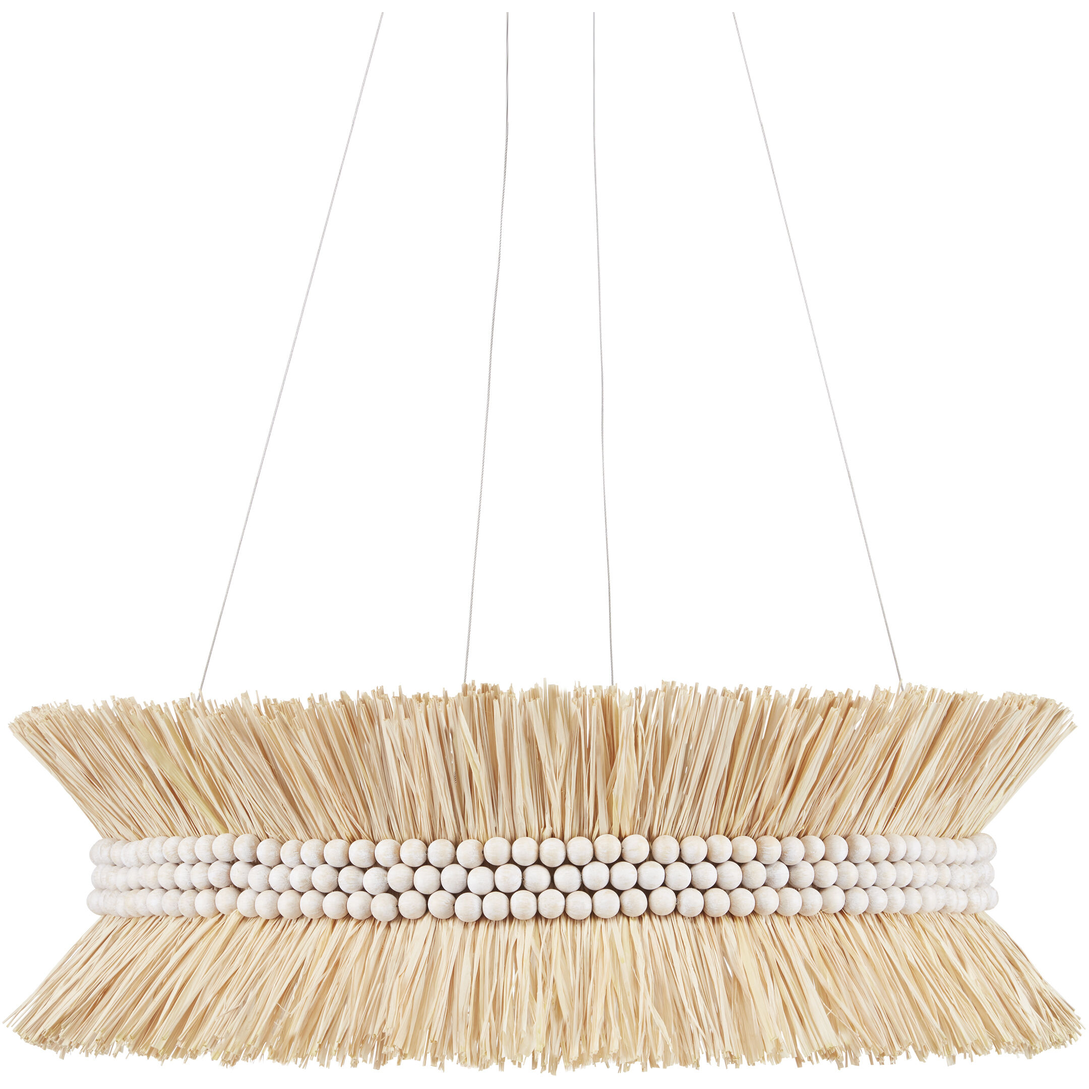 Currey Company 9000 0875 Seychelles 6 Light 33 inch Sugar White Natural Raffia Chandelier Ceiling Light