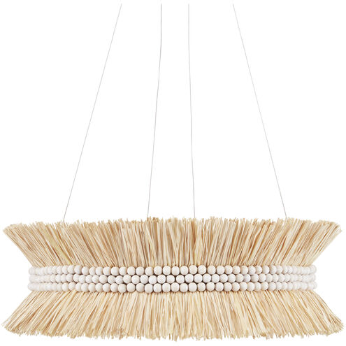 Seychelles 6 Light 33 inch Sugar White/Natural Raffia Chandelier Ceiling Light