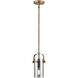 Pilaster II Cylinder 1 Light 5 inch Brushed Brass Pendant Ceiling Light in Plated Smoke Glass