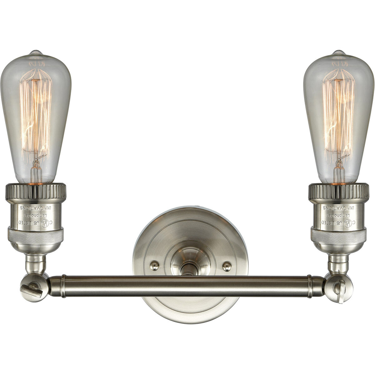 Franklin Restoration Bare Bulb 2 Light 11 inch Brushed Satin Nickel Bath Vanity Light Wall Light, Franklin Restoration