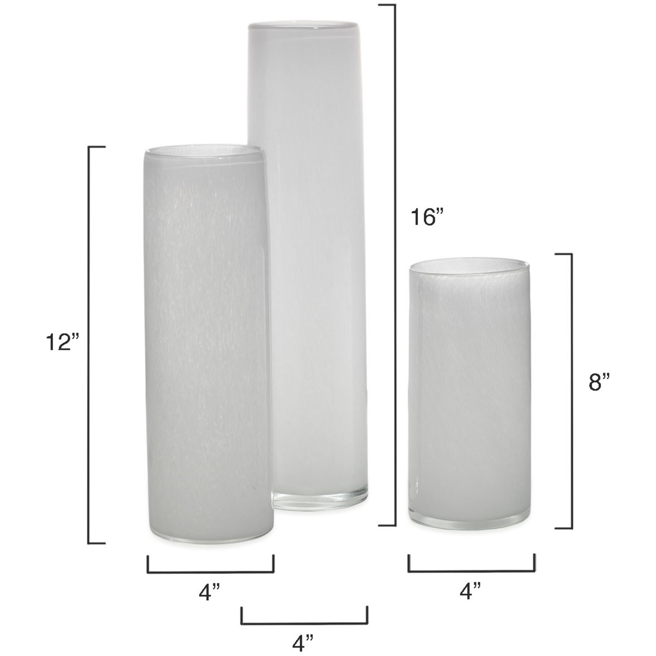 Gwendolyn 16 X 4 inch Vases in White Glass, Set of 3