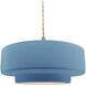Radiance Collection - Tier Pendant Ceiling Light in Brushed Nickel, Replaceable Bulb, Beige Twist Cord, Sky Blue, 14.5W x 5.25H, Form+Finish+Function
