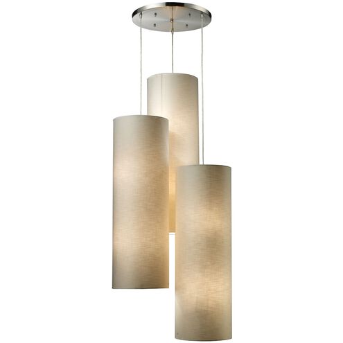 Fabric Cylinders 12 Light 28 inch Satin Nickel Pendant Ceiling Light, Round