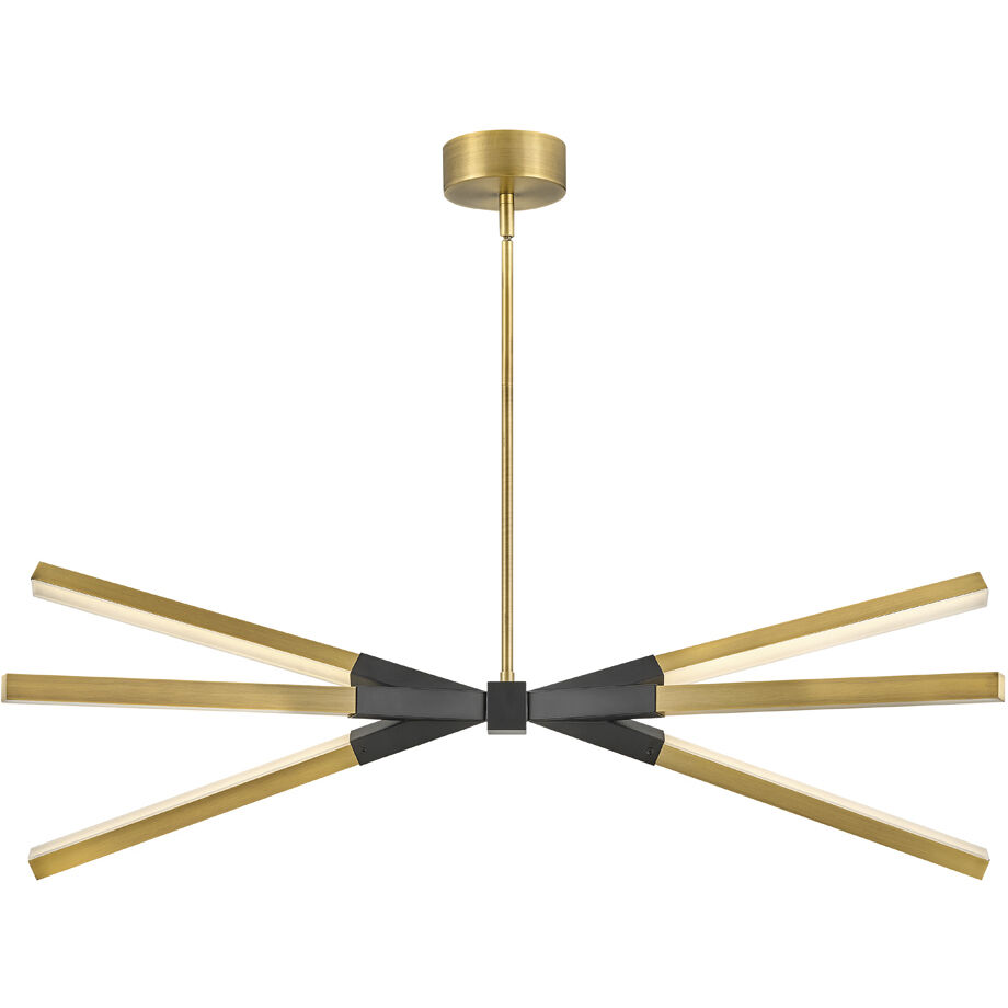 Rae LED 39 inch Lacquered Brass Chandelier Ceiling Light, Linear & Oval