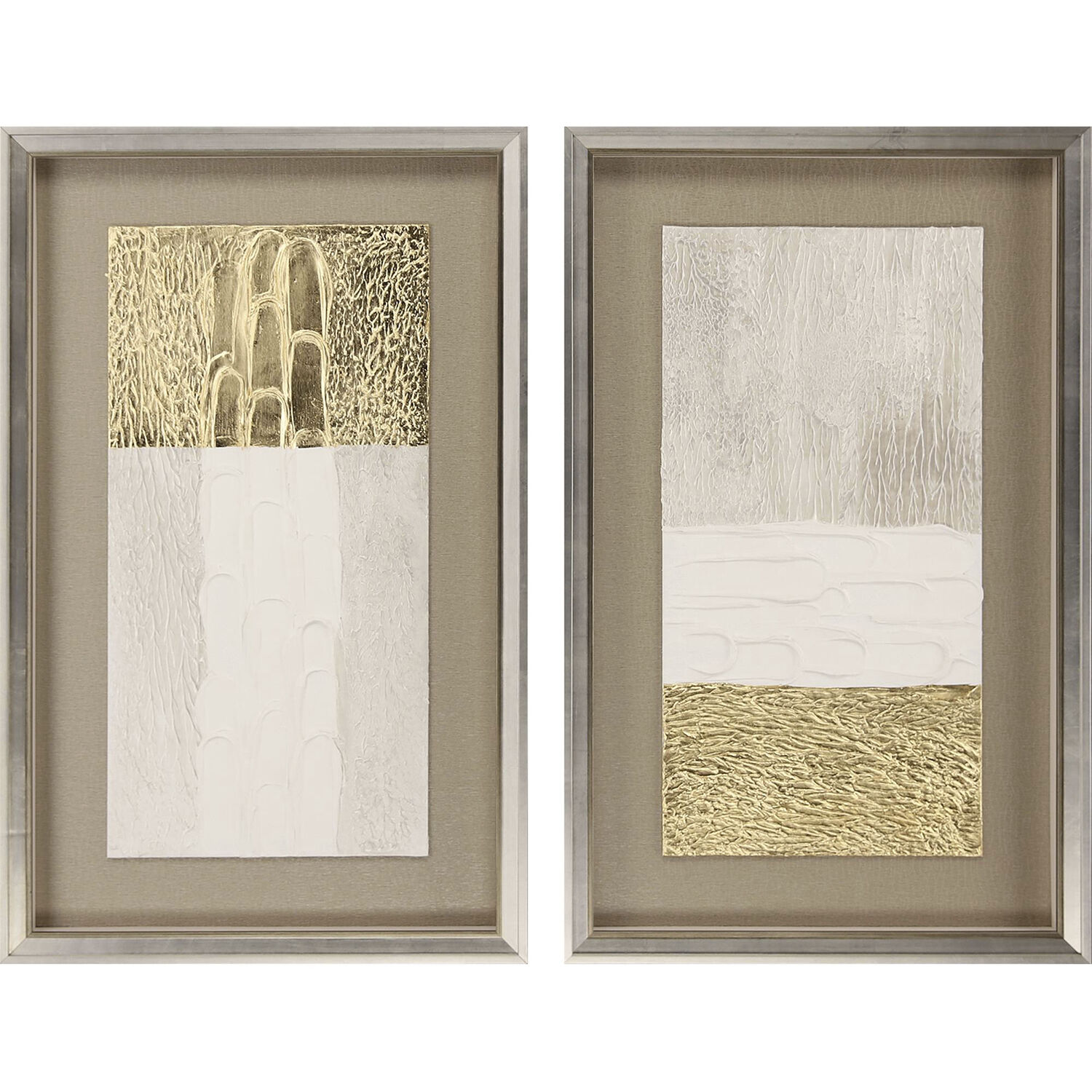 Blanco Pluma White and Metallic Framed Art, The Studio