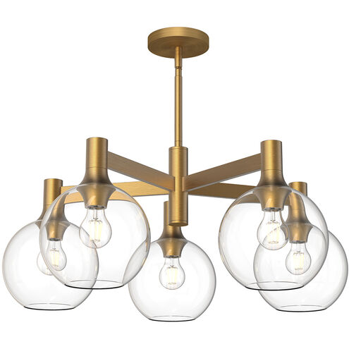 Alora Mood Castilla 5 Light 29.5 inch Aged Gold Chandelier Ceiling Light in Clear