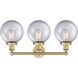 Beacon 3 Light 24.5 inch Brushed Brass Bath Vanity Light Wall Light in Clear