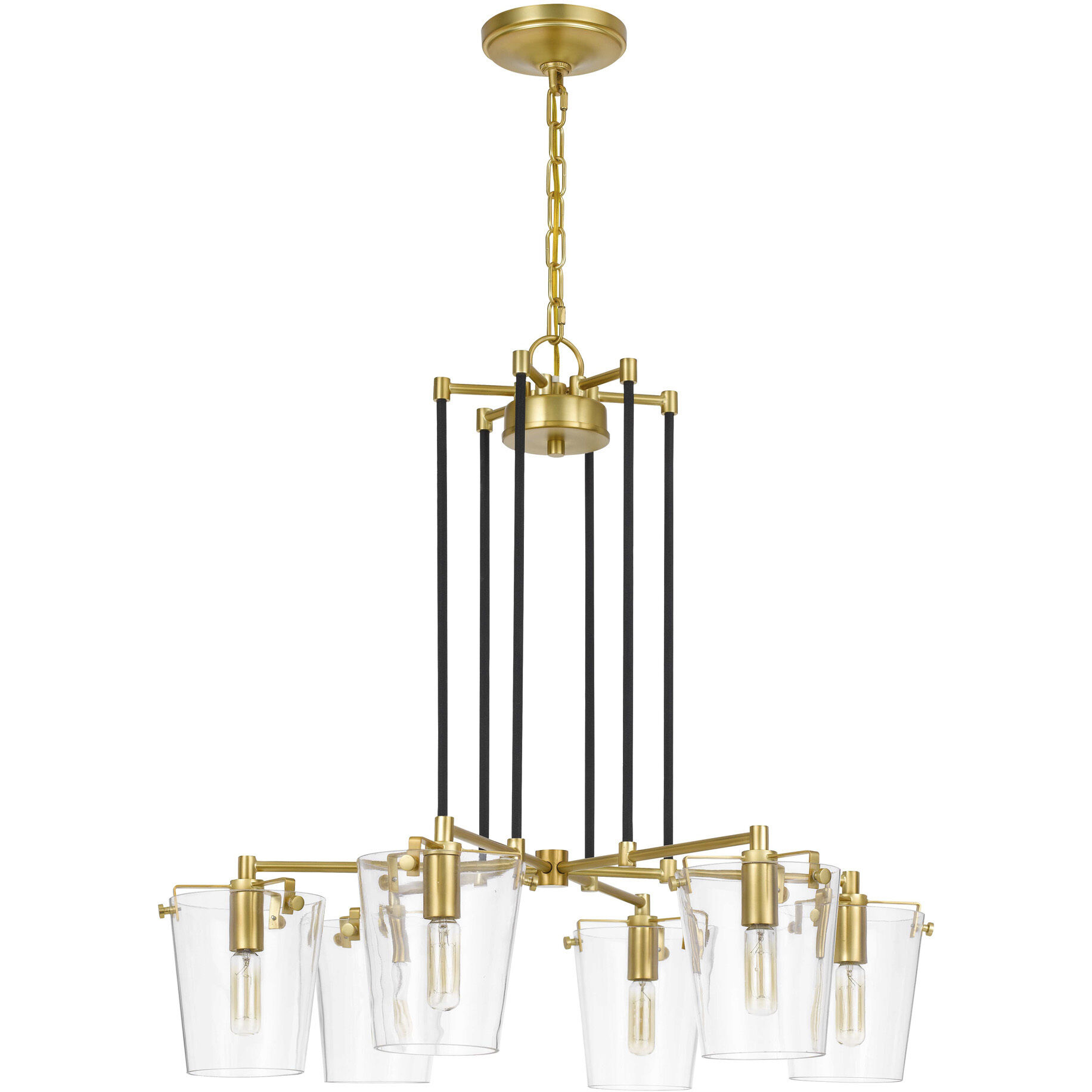 Arlo 6 Light 27 inch Black/Satin Brass Chandelier Ceiling Light