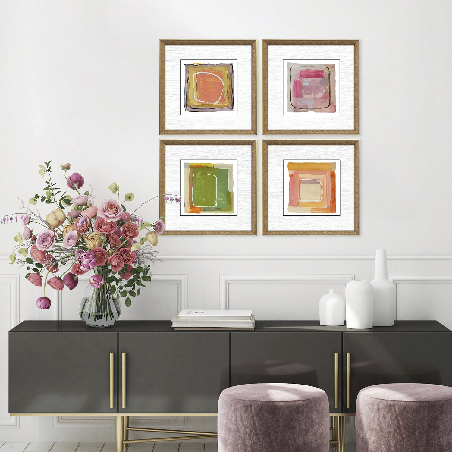 Geometrics Orange and Black and Purple and Yellow Framed Art