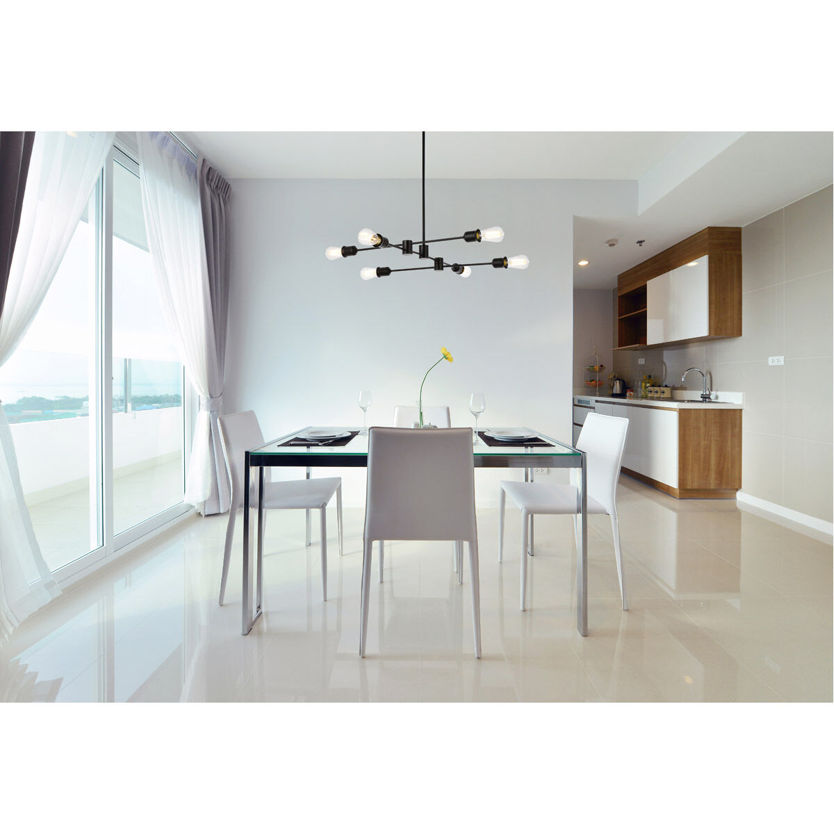 Xavier 6 Light 31 inch Black Pendant Ceiling Light