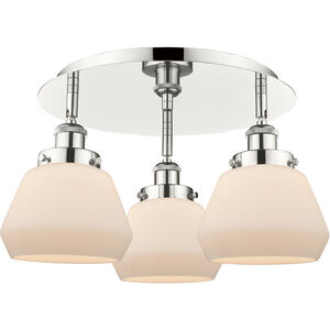 Fulton 3 Light 18.25 inch Polished Nickel Flush Mount Ceiling Light in Matte White