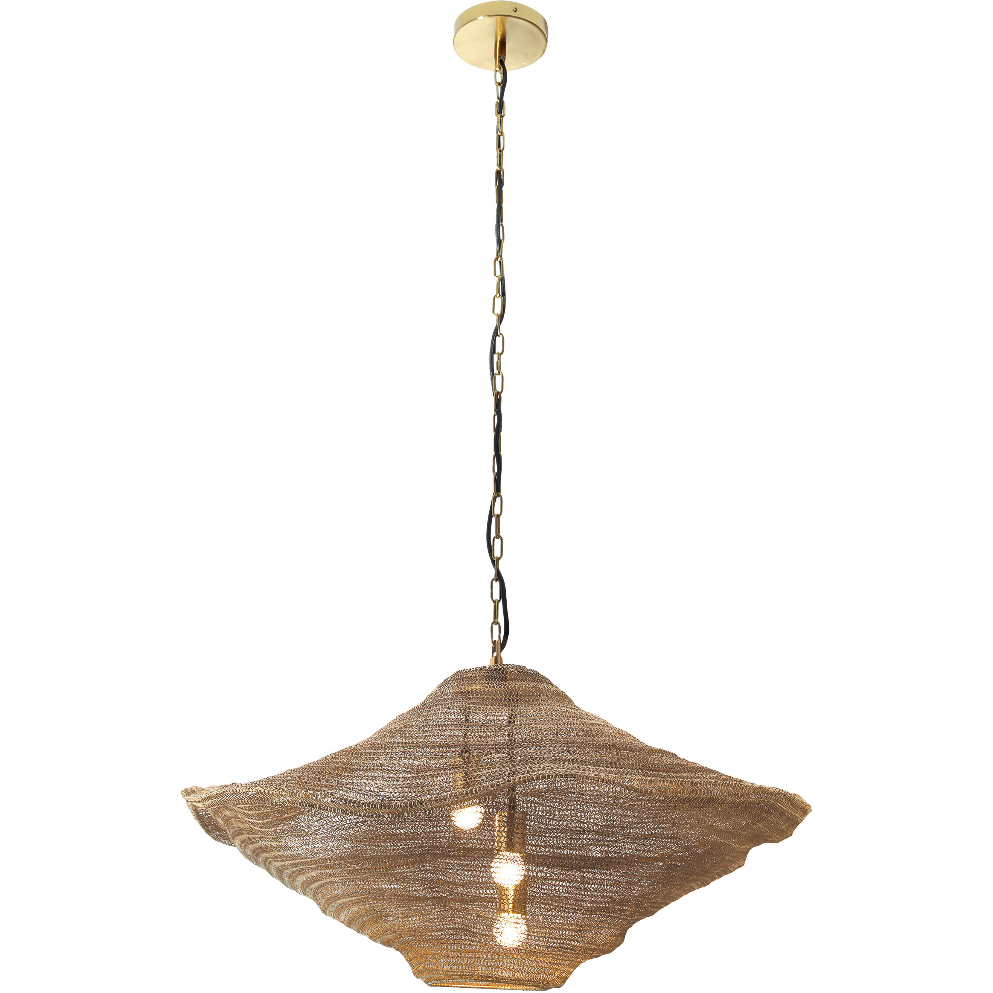 Marseille 3 Light 33 inch Brass Antique Pendant Ceiling Light