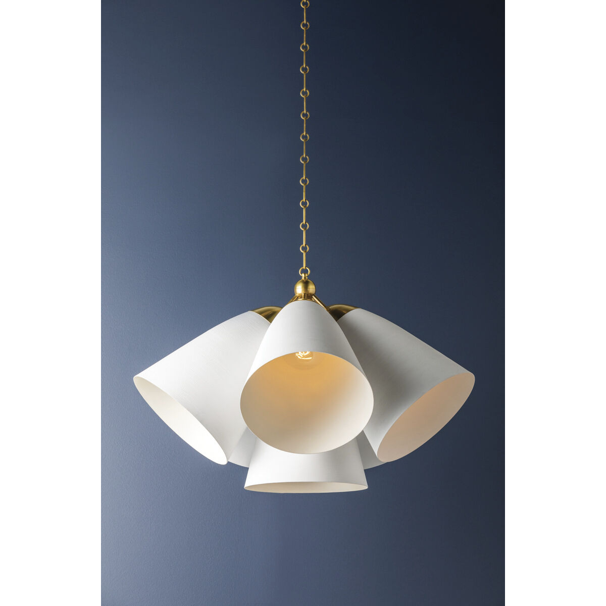 Bronson 5 Light 37.5 inch Aged Brass/White Plaster Chandelier Ceiling Light