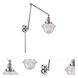 Small Oxford 30 inch 3.5 watt Polished Chrome Swing Arm Wall Light in Seedy Glass, Franklin Restoration