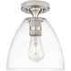 Downtown Urban Crown Point 1 Light 9 inch Satin Nickel Flush Mount Ceiling Light