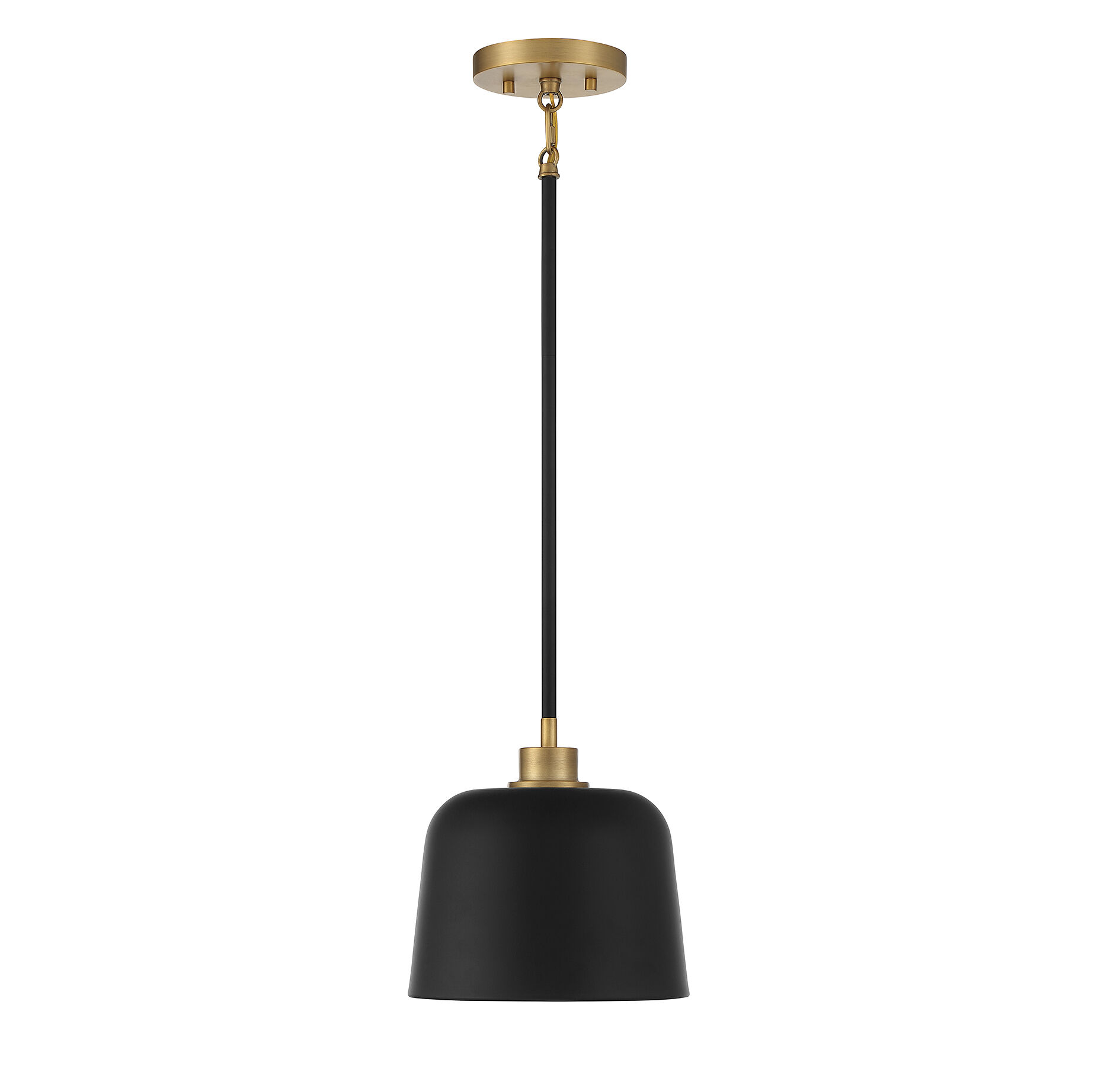 Vintage 1 Light 9 inch Matte Black with Natural Brass Pendant Ceiling Light
