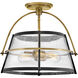 Tournon LED 15 inch Heritage Brass with Black Indoor Semi-Flush Mount Ceiling Light