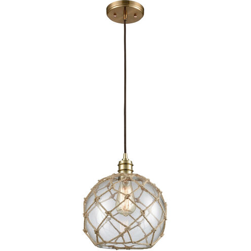 Long Bay 1 Light 10 inch Satin Brass Mini Pendant Ceiling Light