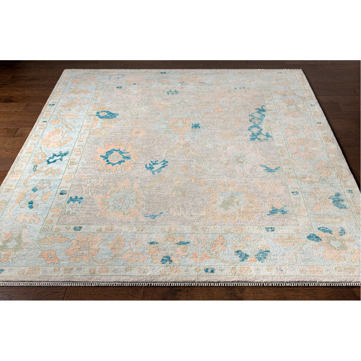 Ushak 120 X 96 inch Light Pink Rug in 8 x 10, Rectangle
