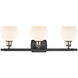Ballston Athens 3 Light 26 inch Black Antique Brass Bath Vanity Light Wall Light in Matte White Glass