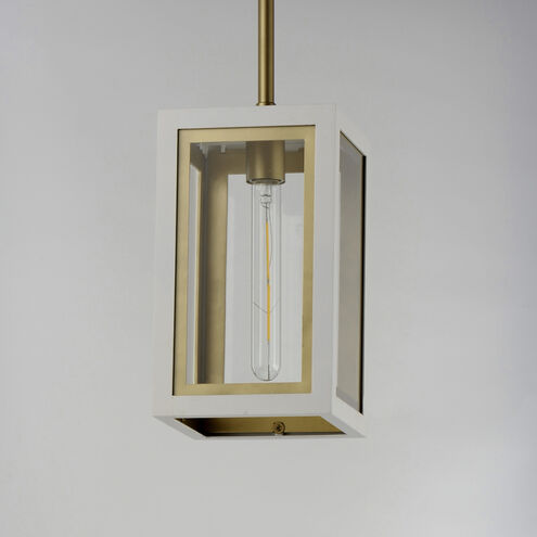 Neoclass 1 Light 7 inch White/Gold Outdoor Pendant in White and Gold
