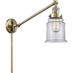 Canton 35 inch 60.00 watt Antique Brass Swing Arm Wall Light, Franklin Restoration